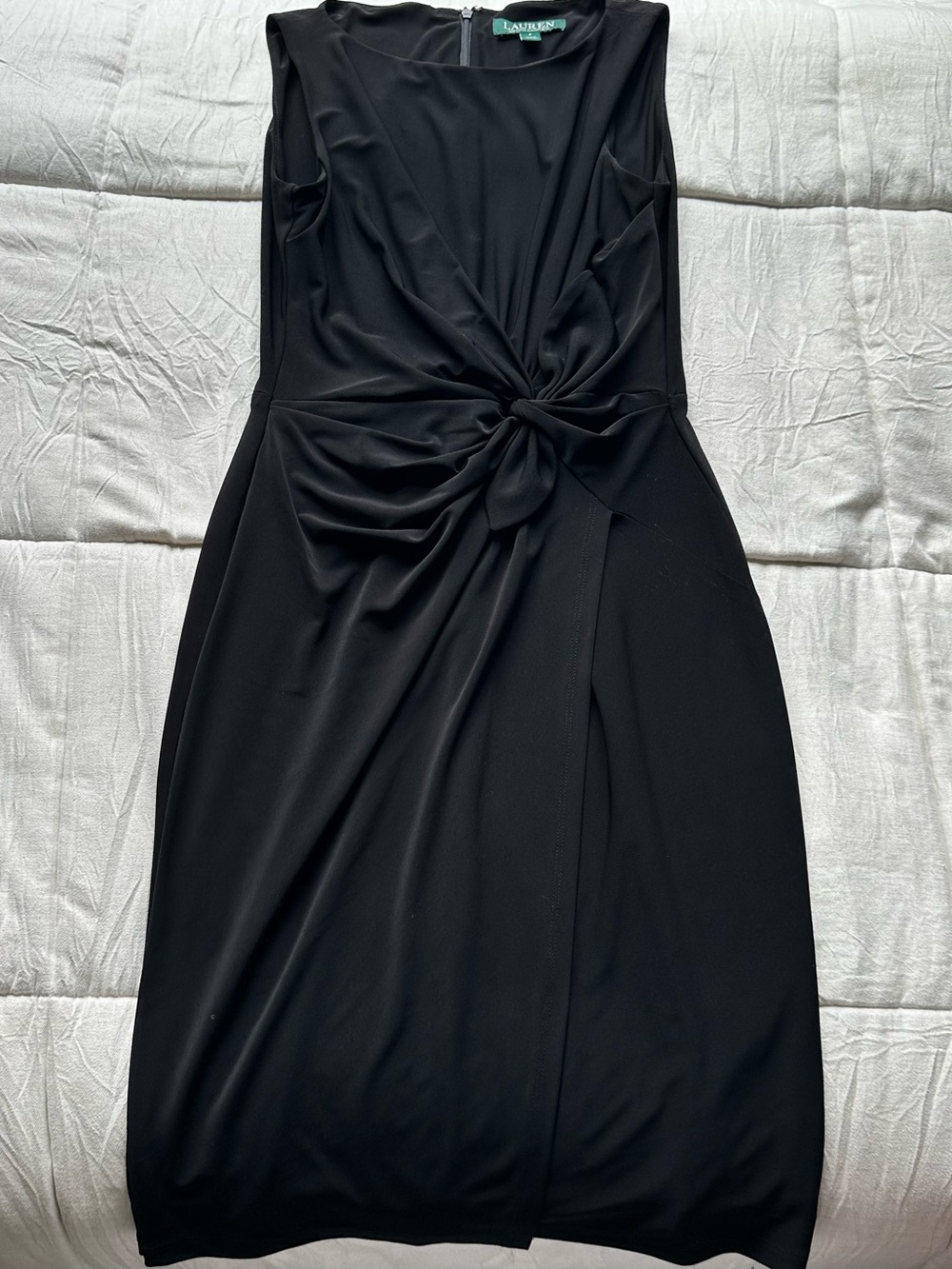 Ralph Lauren Black Twist-Knot Sleeveless Midi Dress